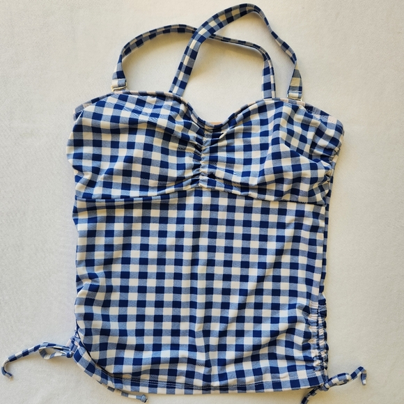 Rey Swimwear Elizabeth In Gingham Tankini Top Blue White Checkered Large - Picture 10 of 14